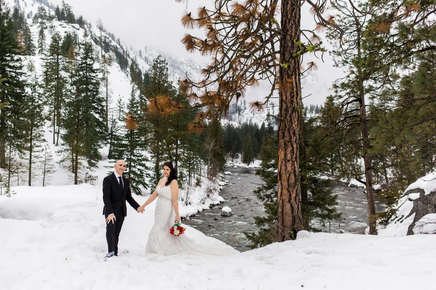 Snowy Winter Wedding at the Sleeping Lady Resort in Leavenworth